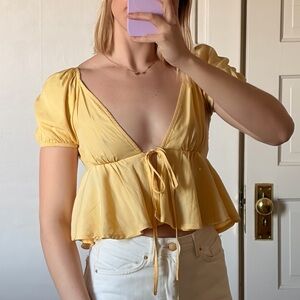 Yellow Tie Babydoll Top